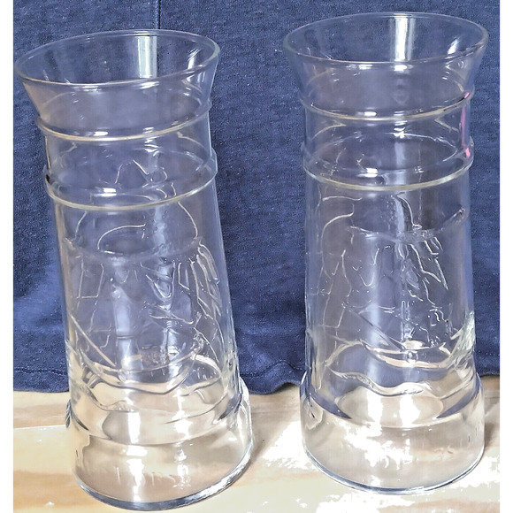 Red Lobster Crabfest Clear Drinking Glasses 7" H Set of 2 - Crab Sailboat Beach - Picture 1 of 5